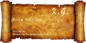 Kola Géza névjegykártya