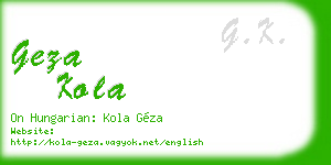 geza kola business card